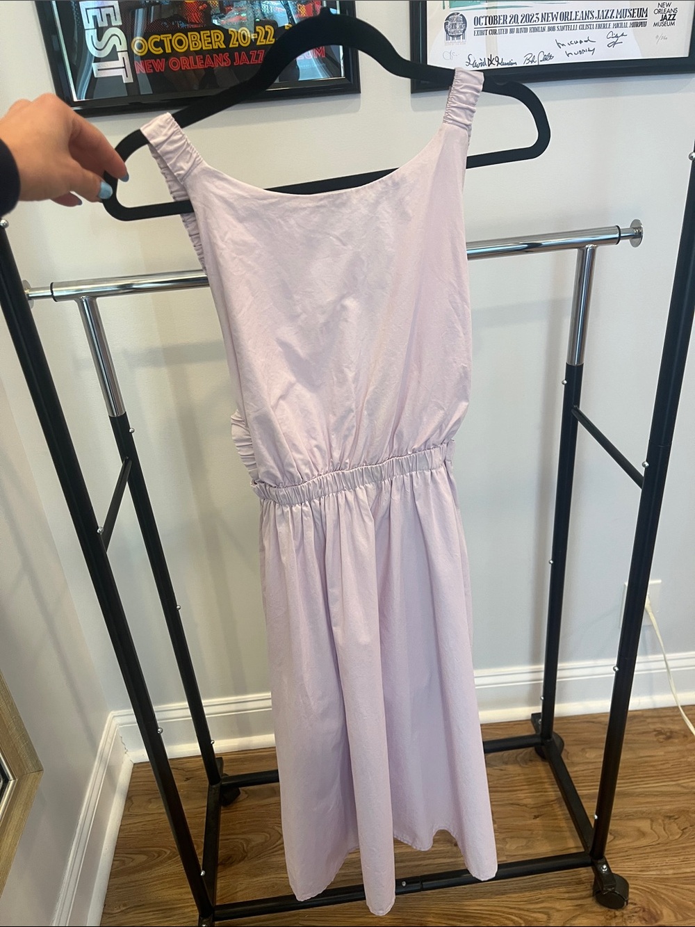 Open Back Lavender Cotton Midi Dress
